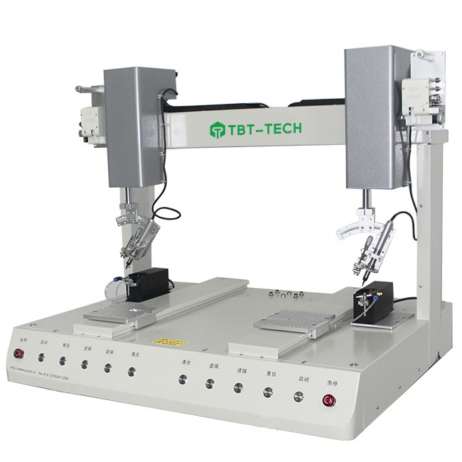 Peiriant sodro pennau deuol